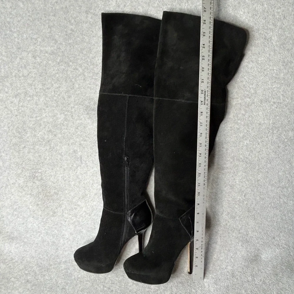 Steve Madden Black Suede Over The Knee Platform Stiletto‎ Boots Sz 8 Whimsigoth